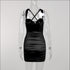 Women's Halterneck Pleated Tunic Lace Satin Dress - ROUTINE FASHION